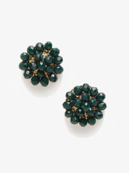 Green Contemporary Studs Earrings - Ruby Raang