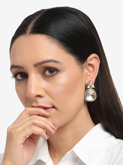 Silver-Toned Contemporary Studs Earrings - Ruby Raang