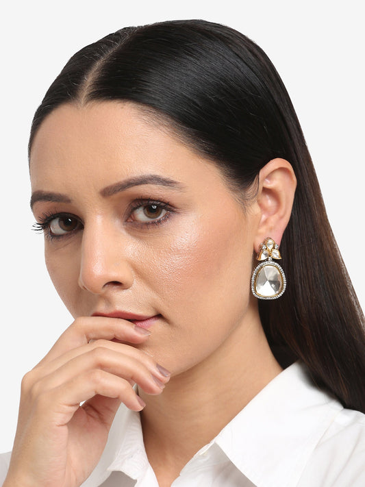 Silver-Toned Contemporary Studs Earrings - Ruby Raang
