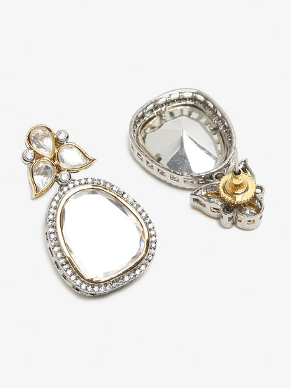 Silver-Toned Contemporary Studs Earrings - Ruby Raang