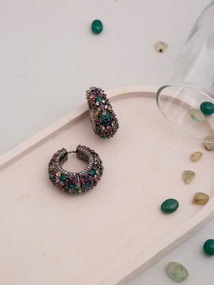 Multicoloured Contemporary Hoop Earrings - Ruby Raang