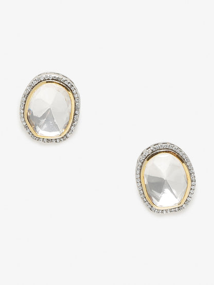 Silver-Toned Contemporary Studs Earrings - Ruby Raang