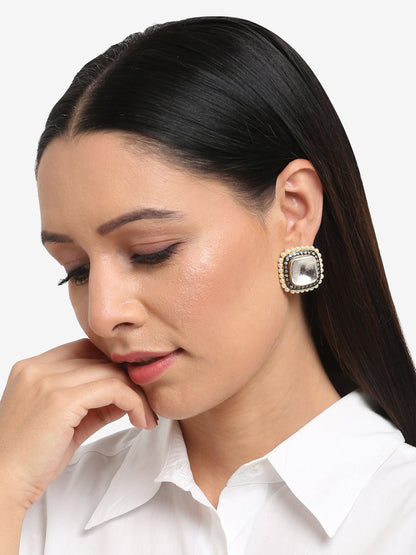 White Contemporary Studs Earrings - Ruby Raang
