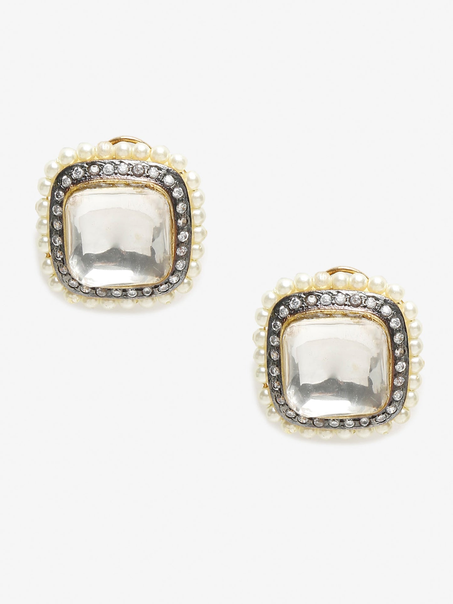 White Contemporary Studs Earrings - Ruby Raang