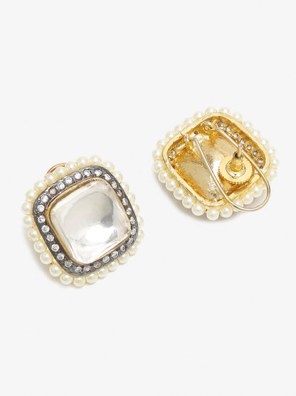 White Contemporary Studs Earrings - Ruby Raang