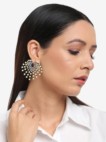 White Contemporary Drop Earrings - Ruby Raang