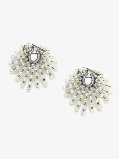 White Contemporary Drop Earrings - Ruby Raang