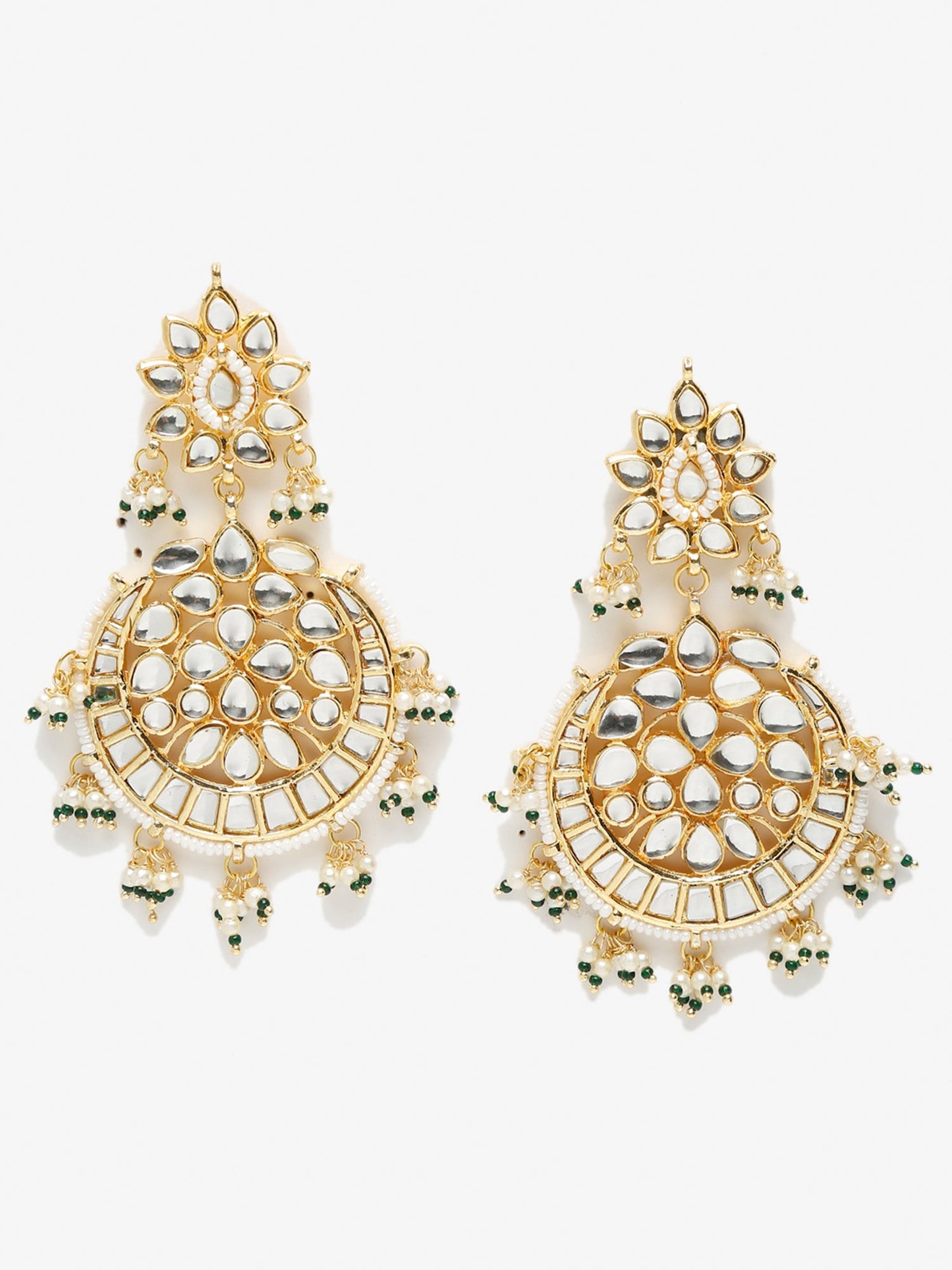 Green Contemporary Chandbalis Earrings - Ruby Raang