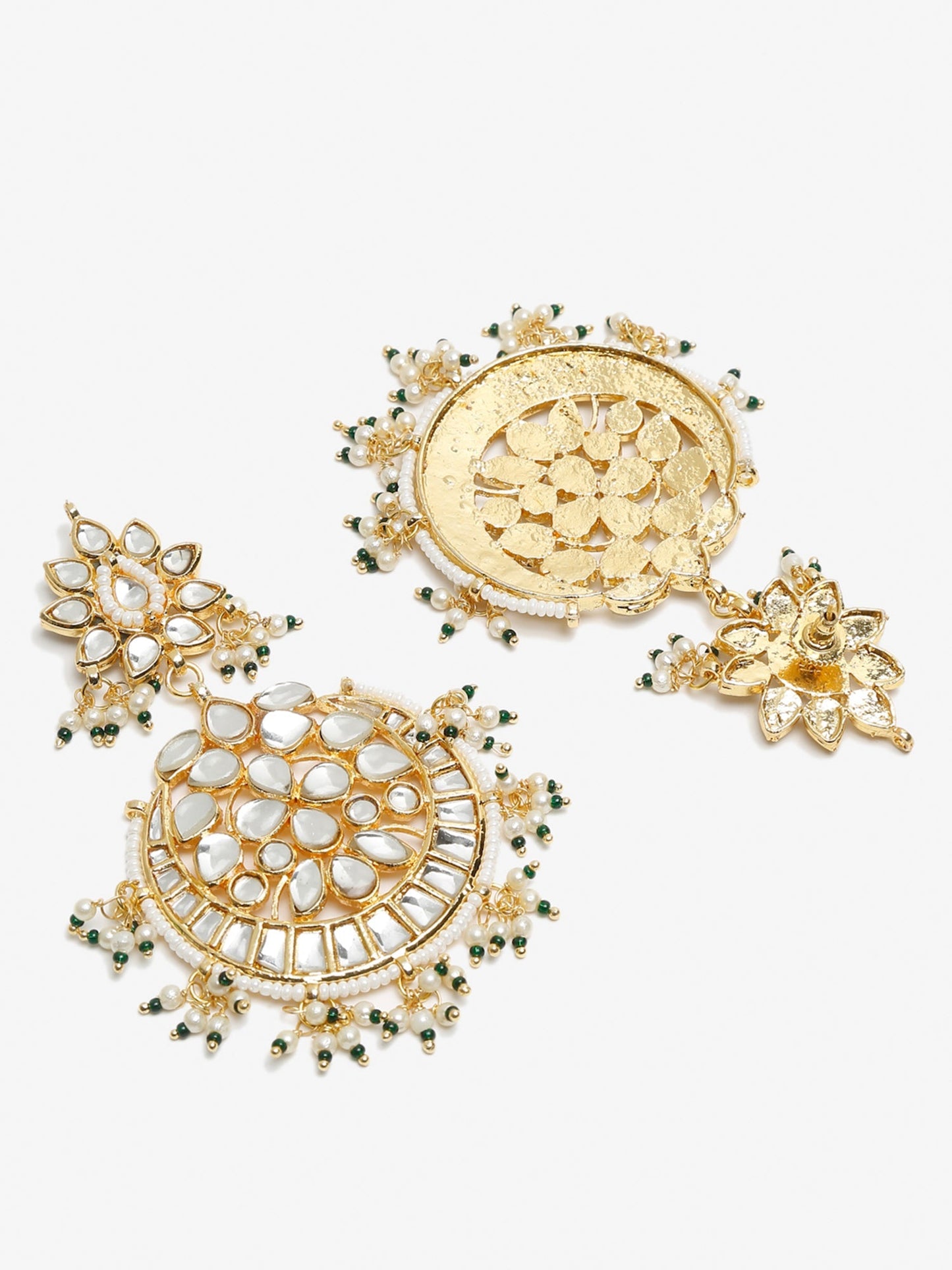 Green Contemporary Chandbalis Earrings - Ruby Raang