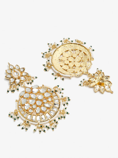 Green Contemporary Chandbalis Earrings - Ruby Raang