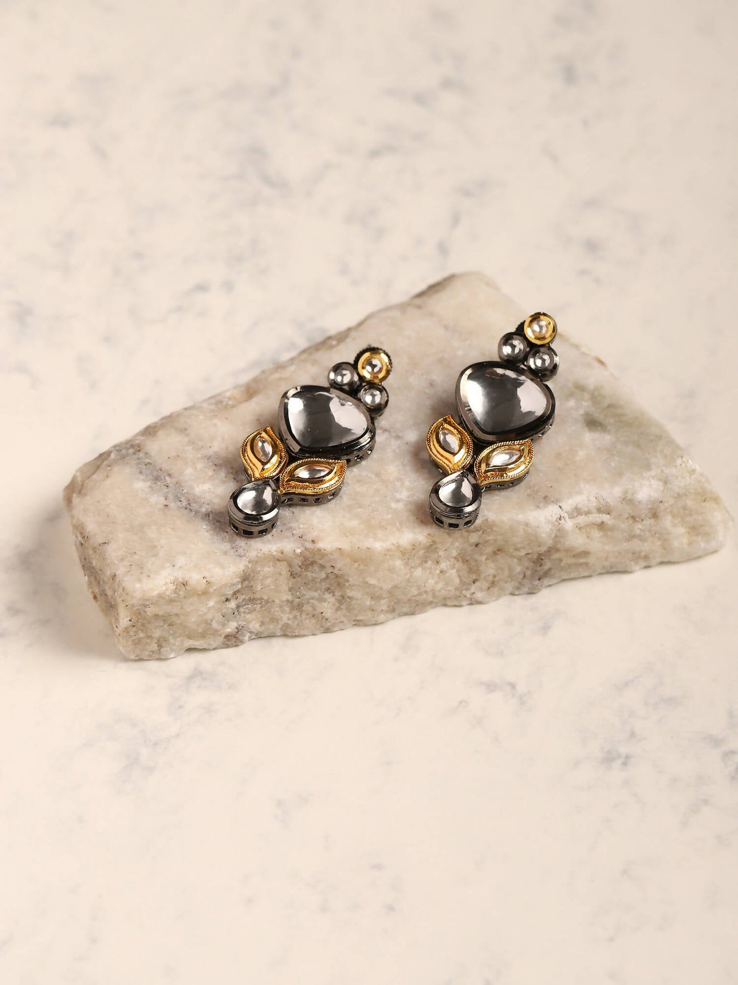 Silver-Plated Contemporary Drop Earrings - Ruby Raang