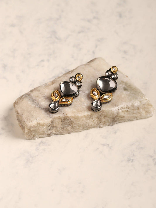 Silver-Plated Contemporary Drop Earrings - Ruby Raang