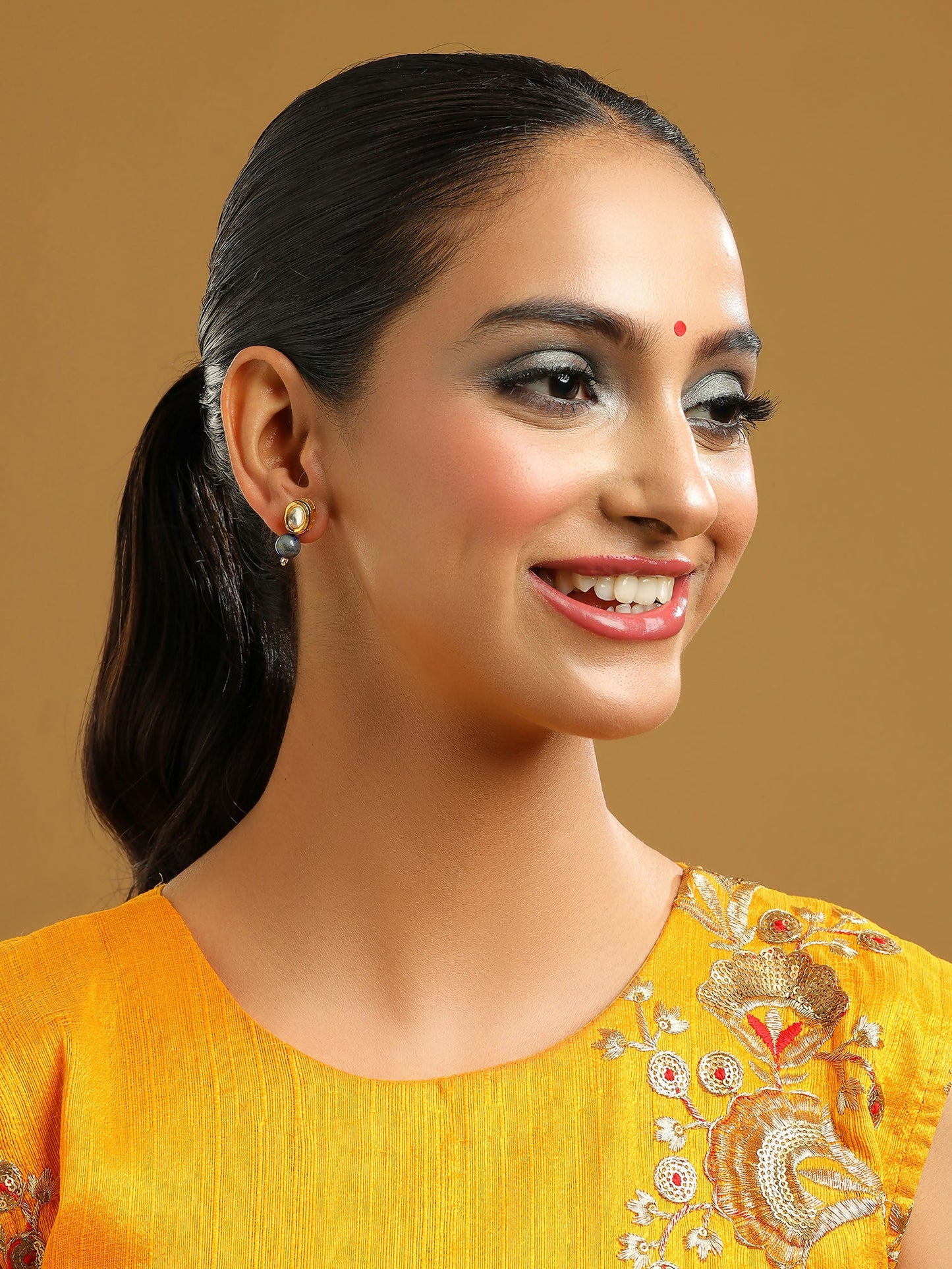 Ruby Raang Blue Lapis Lazuli Kundan Studs