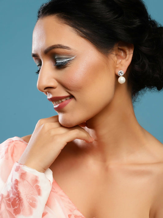 Diamond Pearl Earrings- Ruby Raang