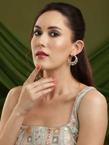 Moissanite Gold plated Round Earrings - Ruby Raang