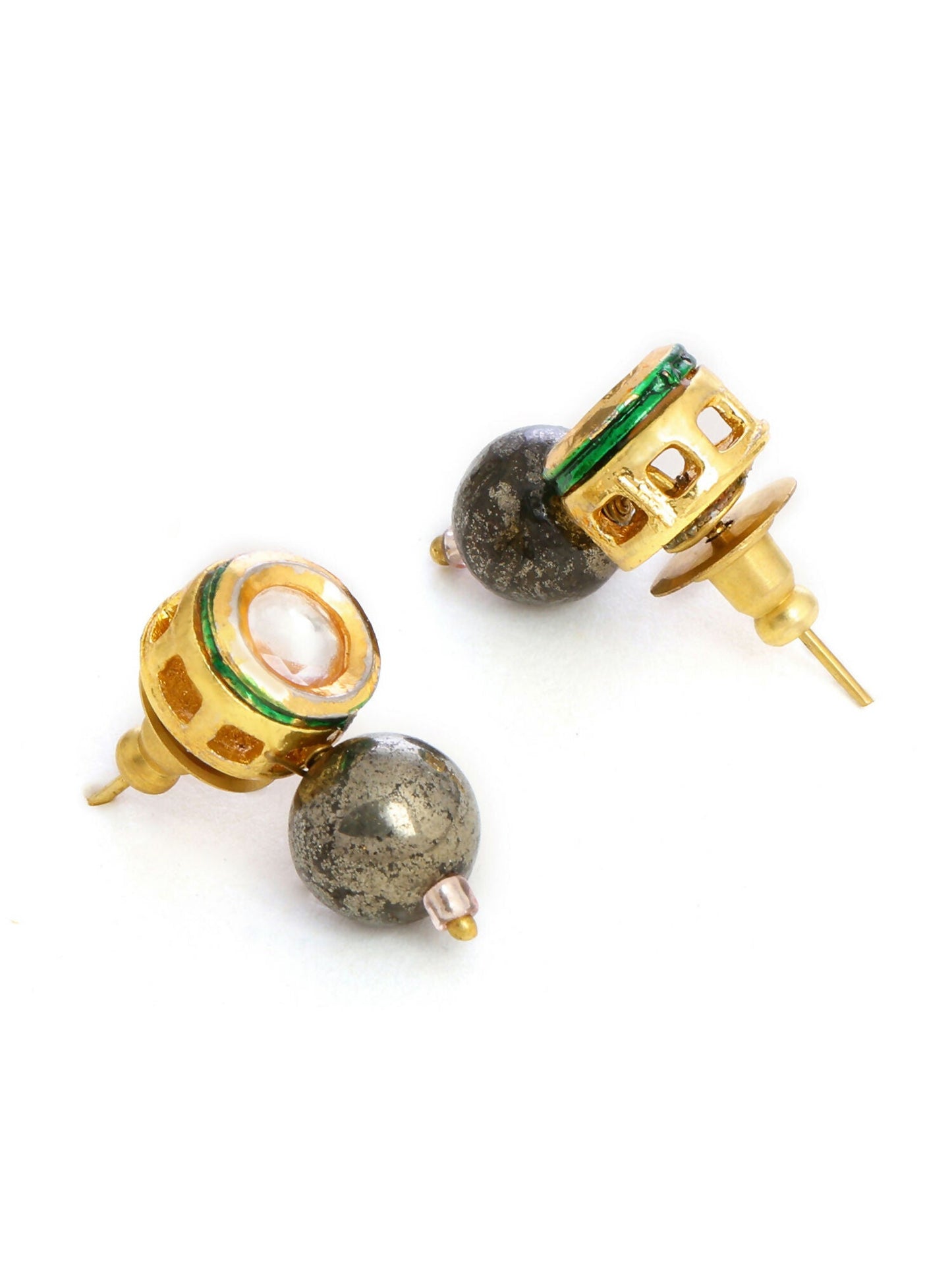 Ruby Raang Purple Pyrite Kundan Studs