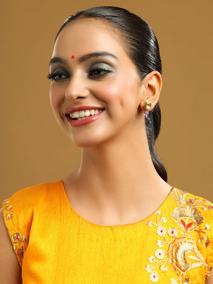 Ruby Raang Purple Amethyst Kundan Studs