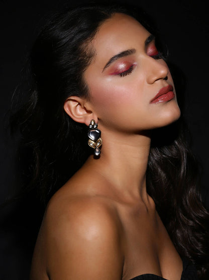Silver-Plated Contemporary Drop Earrings - Ruby Raang