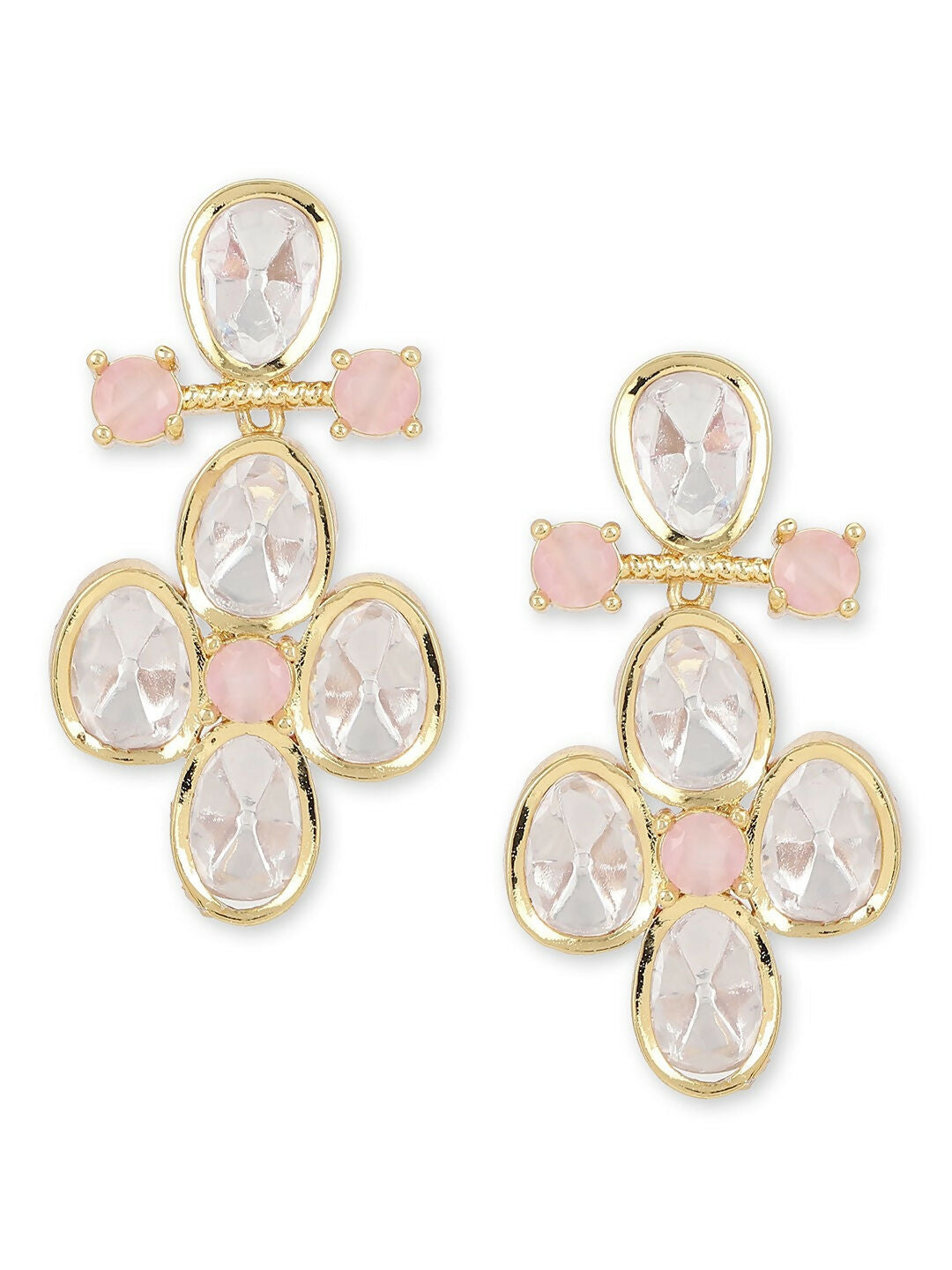 Moissanite & Peach Stone Earrings- Ruby Raang