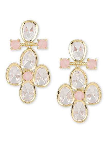 Moissanite & Peach Stone Earrings- Ruby Raang