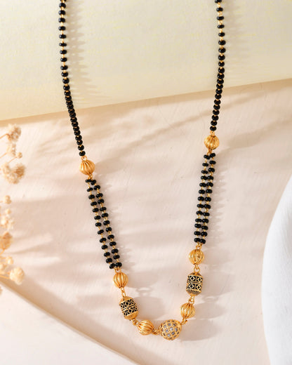 VOJ Gold-Polished Stone Studded Cricular shaped Mangalsutra