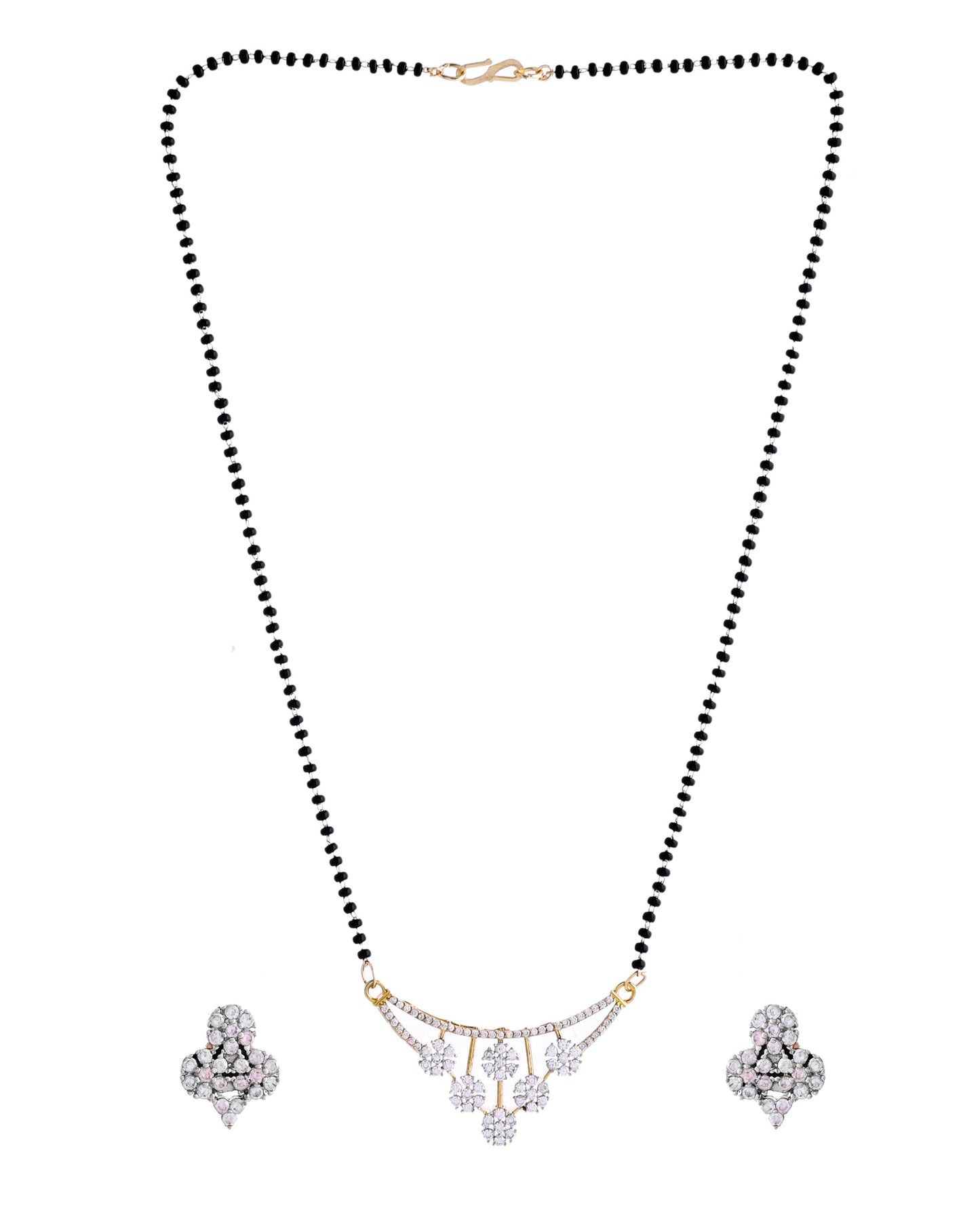 VOJ Gold Toned AD Stone Studded Floral MangalSutra Set