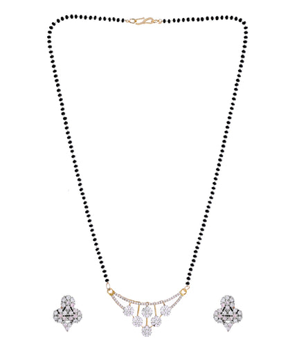 VOJ Gold Toned AD Stone Studded Floral MangalSutra Set