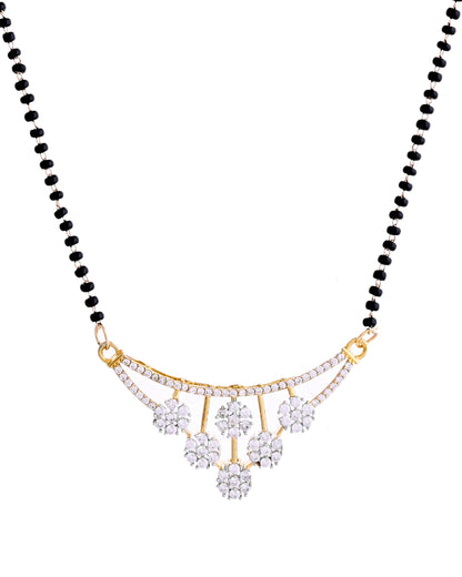 VOJ Gold Toned AD Stone Studded Floral MangalSutra Set