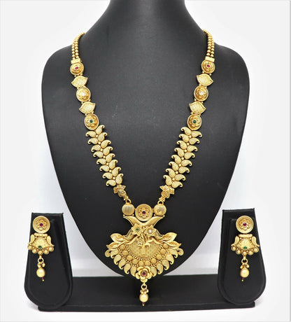 Joban Fashion Mango Design Gold Pure Brass With Rajwadi Polish Necklace Set