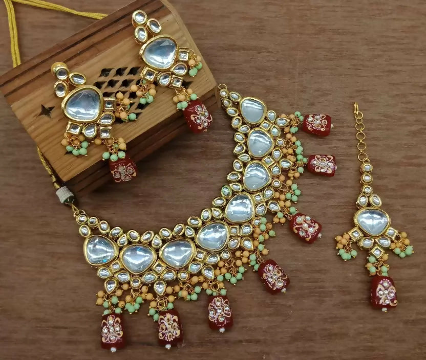 Joban Fashion Multicolor Kundan Work Necklace Set