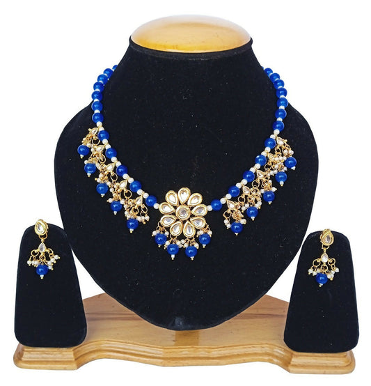 Joban Fashion Blue kundan work Necklace Set