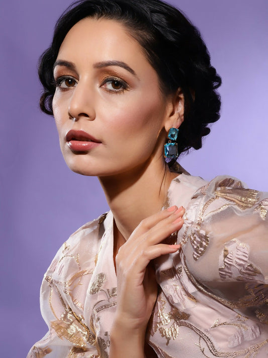 Blue Duet Stone Earrings- Ruby Raang