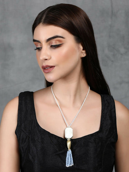 Joban Fashion Women Long Pattern Silver Tone Brass Necklace