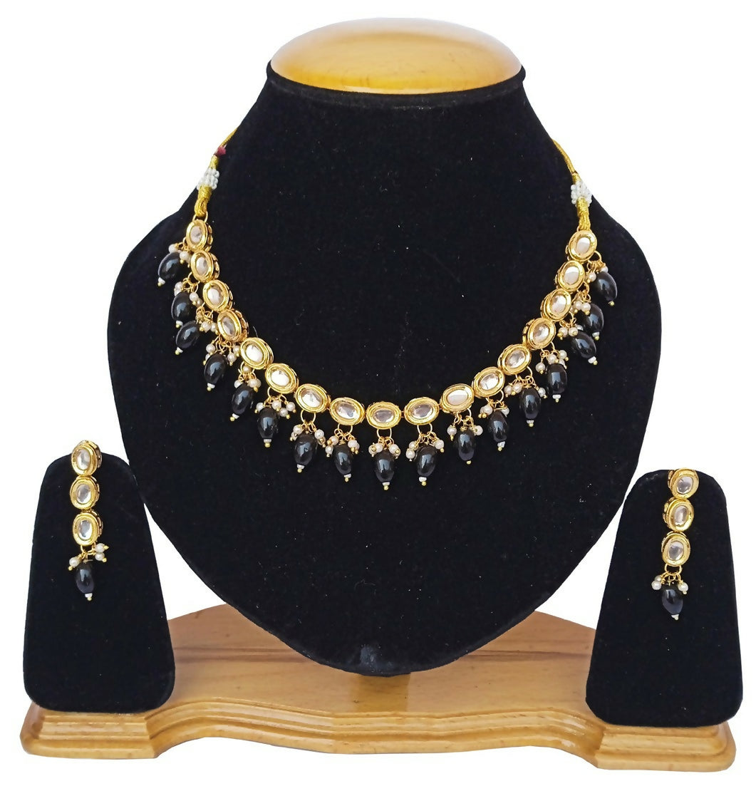 Joban Fashion bLack kundan work Necklace Set