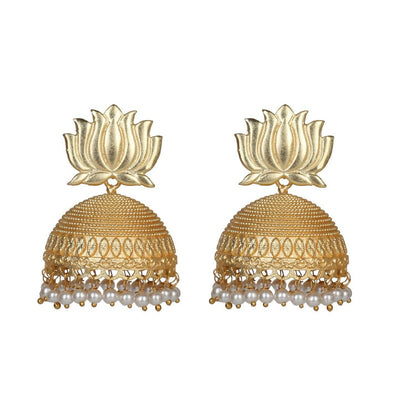 Joban Fashion Women Matte Gold Brass Jhumka