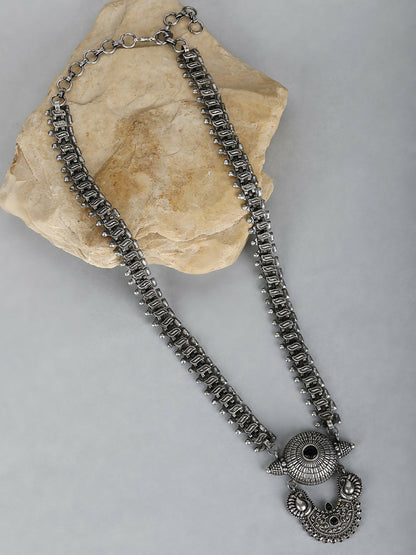 Joban Fashion Women Long Pattern Silver Tone Brass Necklace