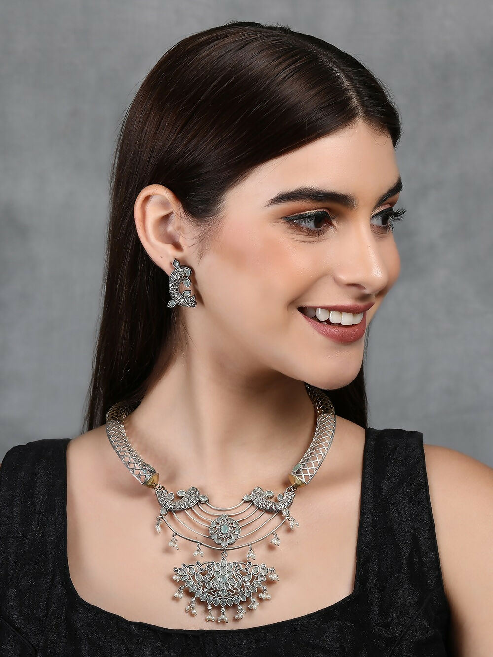 Joban Fashion Women Handcrafted Dual Tone Set Of Necklace & Earrings