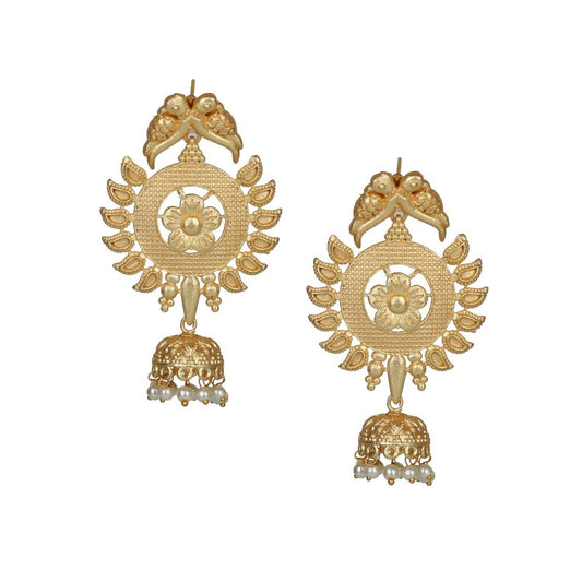 Joban Fashion Women Matte Gold Brass Earrings