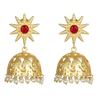 Joban Fashion Women Matte Gold Brass Jhumka
