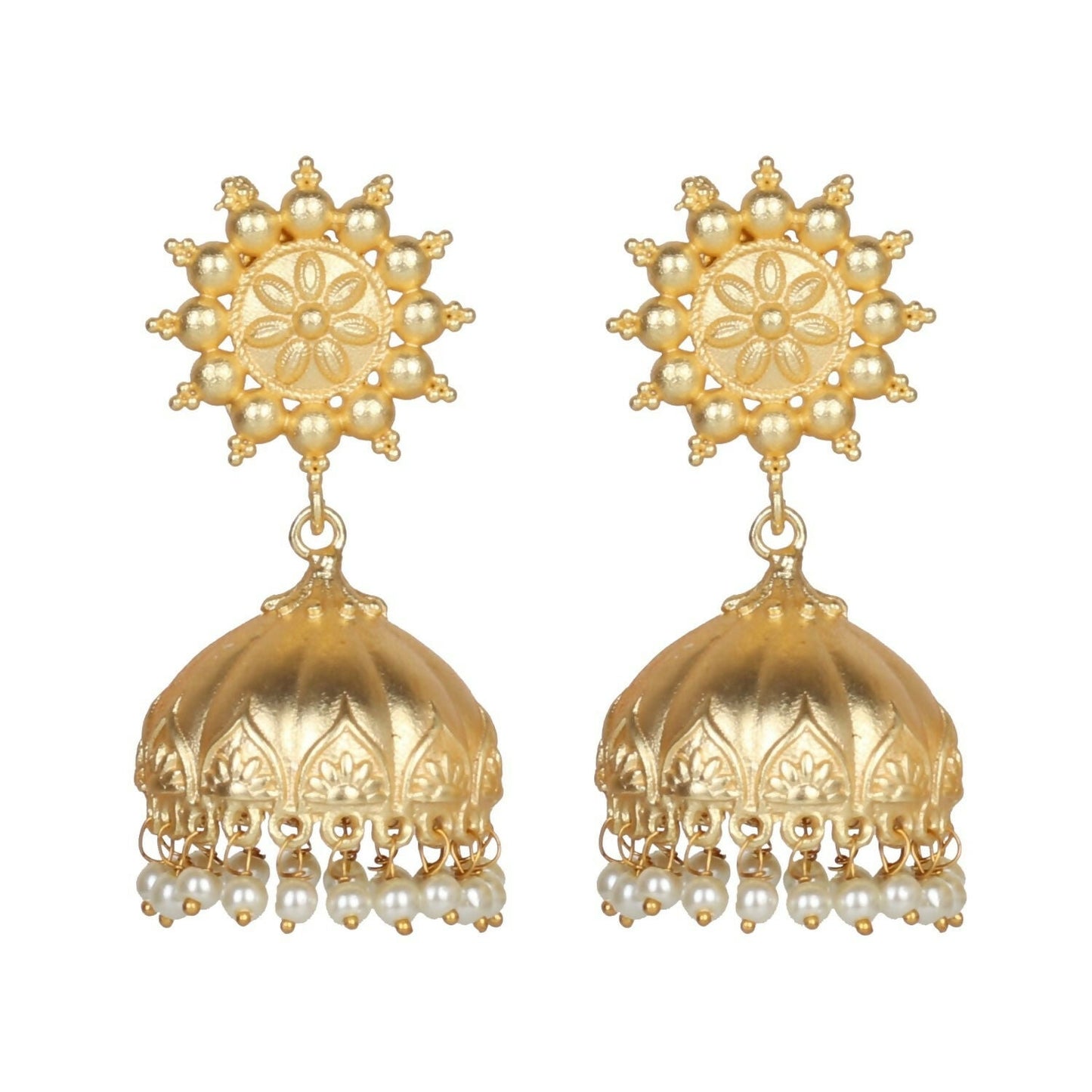 Joban Fashion Women Matte Gold Brass Jhumka