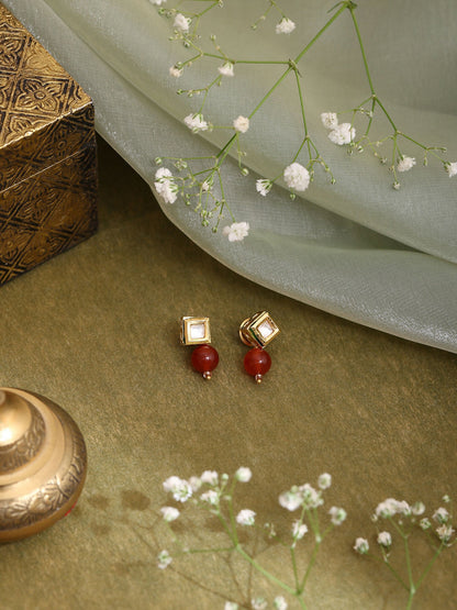 Ruby Raang Red Carnelian Kundan Studs