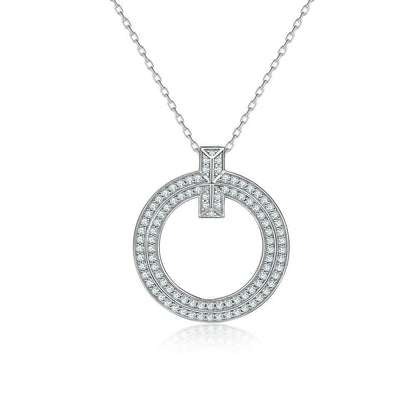 Cauer Elegant 14K White Gold Plated Moissanite Pendant Necklace