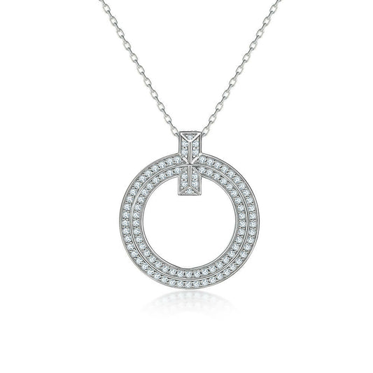 Cauer Elegant 14K White Gold Plated Moissanite Pendant Necklace
