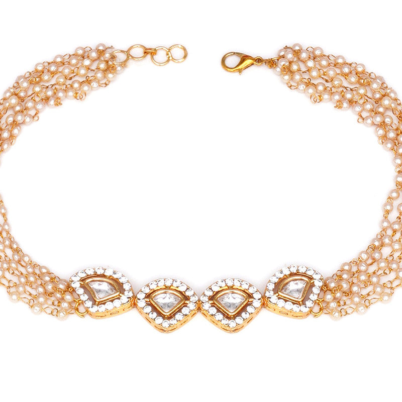 Adorable Designer Golden Kundan And Pearl Neckpiece