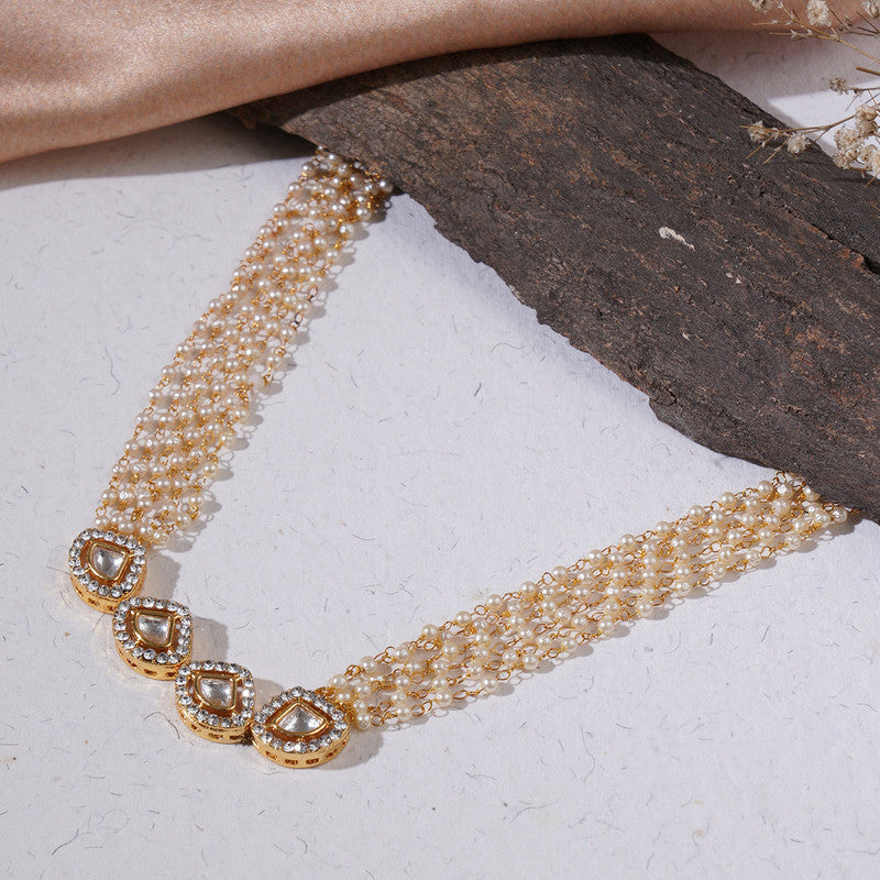 Adorable Designer Golden Kundan And Pearl Neckpiece