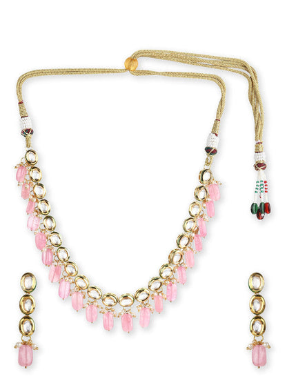 Adorable Multicolor Kundan Necklace Set With Earrings