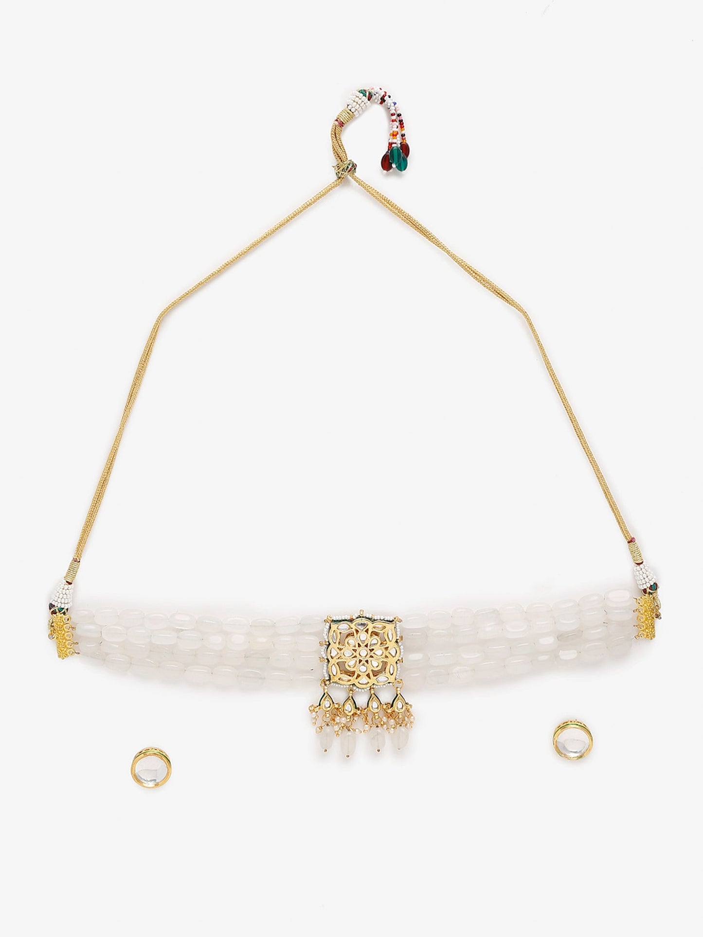 Adorable White Pearl Kundan Choker With Studs