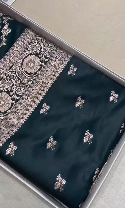 Antique Gold Banarasi Mashru Silk Saree with Zari Work