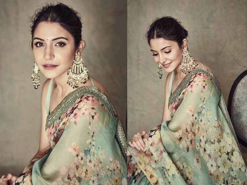 Anushka Style pure Georgette-Satin Saree