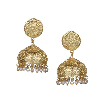 Joban Fashion Women Matte Gold Brass Jhumka